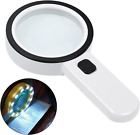 Magnifying Glass With Light  30x Handheld Large Magnifying Glass 12 Led Illumina