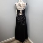 Sue Wong Nocturne Evening Dress Womens Petite 8p Black Silk Lace Up Back Party
