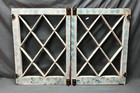 Antique Vtg Pair Shabby 12 Lite Diamond Casement 20x28 Windows Chic Old 834-25b