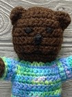 Crochet Hand Knitted Brown Teddy Bear In Dress Stuffed Animal Toy 12   