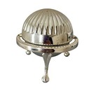 Vintage English Silver Plate Dome Roll Top Butter Caviar Dish Read