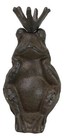 Rustic Cast Iron Whimsical Toad Frog Prince With Crown Figurine Paperweight