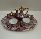 Vintage 10-piece Porcelain Miniature Tea Set  In Great Condition  Tray Is 4   x3   