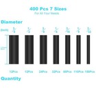 400pcs Heat Shrink Tubing Kit Marine Grade Black Wire Wrap Assortment Electron