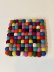 Trader Joe s Handcrafted Felted Wool Trivet Multicolor Square Hot Pad