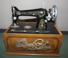 Vintage Singer Sewing Machine Replica Mini Wood Sewing Box Filled With Supplies
