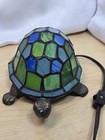 Vintage Tiffany-style Stained Glass Turtle Accent Lamp   Night Light Blue Green