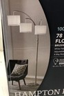 Hampton Bay 78 In  3 Arc Floor Lamp Brushed Nickel White Fabric Shade New open 