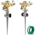 Heavy Duty Brass Impact Sprinkler With Spike Base - 360   Adjustable Irrigation F