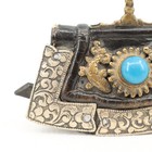 Antique Tibetan Leather Flint Pouch W Nickel Silver   Turquoise