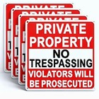 4 Pack Large No Trespassing Signs Private Property  8x12 Inch Rust Free Aluminum