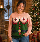 Custom Funny Hairy Chest Ugly Christmas Sweater  Fake Abs Santa Sweatshirt For M