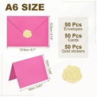 50pack Dark Pink 4x6 Envelopes  A6 Envelopes With Cards Stickers