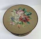 Vintage Guildcraft Floral Embroidery Sewing Tin W Embroidery Floss Thread Hoop