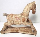 Antique Chinese Carved Wood Horse 6x7 Inches