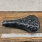 Viscount Old School Bmx Seat Nos Black Padded Pleated Quilted 80s 70s Race B3