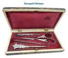 Gorgeous Antique Cased Sewing Set With 4 Tools  c 1880s