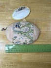 Vintage Asian Embroidered Silk Coin Purse Clutch Mirror Floral Geisha