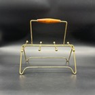 Vintage Drink Holder Caddy Mid Century Modern Metal Wood Barware Gold Retro