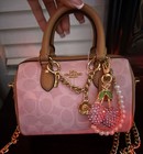 Coach Mini Rowan Powder Pink Satchel Gold Chain Charm Hand Bag 2026