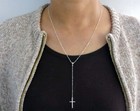 925 Sterling Silver Rosary Beaded Cross Necklace For Women  Girls - 3 Colors
