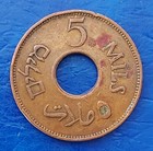 Israel Palestine British Mandate 5 Mils 1942 Bronze Coin Vf