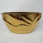 Gold Ceramic Decorative Bowl With Textured Design Oval Shape By Designpac