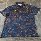 Under Armour Playoff Polo Golf Shirt Mens Medium Blue Orange Print Upf 30 Nwt