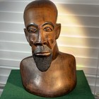 Vtg  Hand Carved African Tribal Bust  12     African Mahogany Wood Statue