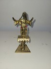 Vintage Solid Brass Judaica Figurine Woman Lighting Shabbat Candles Jerusalem