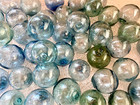 Vintage Japanese Glass Fishing Floats Set  blue   Green  - 3 -3 5   10 Pcs 