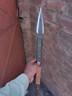 Custom Handmade Carbon Steel Hunting Spear Knife With Micarta Handle   Sheath
