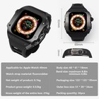 For Apple Watch Band Ultra 49mm Stainless Steel Case Fluororubber Strap Mod Kit