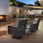 Luxury Outdoor Swivel Wicker Glider Patio Chairs With Table Set  Overstuffed Was
