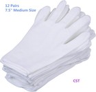 12 Pairs White Cotton Handling Gloves Medium 7 5  For Coins Film Cd Dvd