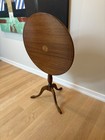 Antique Mahagony Round Tilt  Top Table England Queen Anne 1900   s Vtg