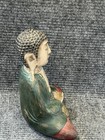 Vintage Hand Carved Wooden Buddha Statue Meditation Figure 10    Distressed