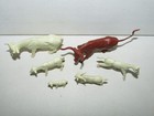 Marx Plastic Farm Animals Cream Cow Goat Lamb Foal Calf   Brown Rodeo Steer Lot