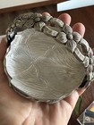 Vintage Rodney Kent 446 Dogwood Cabbage Hammered Aluminum Coaster Set W Caddy