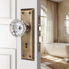 Upgraded Mortise Lock Set For Interior Door  Vintage Antique Brass Crystal Glass