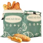 2 Pack Zippered Beeswax Bread Bags 17  13 Inch Large Cotton Sourdough Green