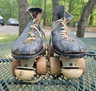 Vintage Chicago Roller Skates Mens Size 12 Black With Wooden Wheels