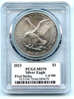 2023  1 American Silver Eagle 1oz Pcgs Ms70 Fs 1 Of 500 Thomas Cleveland Arrows