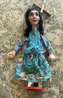 Vintage Marionette Puppet Spanish Lady Senorita Paper Mache Face 14 Inch