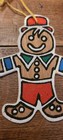 Vintage Wooden Gingerbread Christmas Ornament 2 Sided Painted
