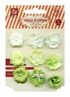 Prima  Lady Godiva s  Fabric Flowers  Beaded Centers  Limeade  Green Flowers 