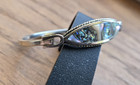 Vintage Alpaca Bracelet Bangle Hinged 6 75  Abalone Mexico