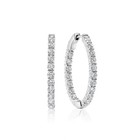 14k Gold Lab-created Diamond Medium Oval Hoop Earrings