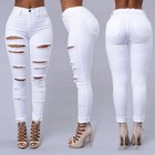 Women s Ripped Shaping Jeans Skinny Trousers Casual High Waist Pants