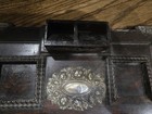 Antique Inkwell Desk Stand Pen Tray  Holder stamp Slots Solid Silver Rosewood